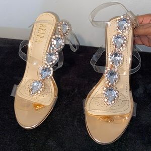 Rose Gold Heels with Clear Straps